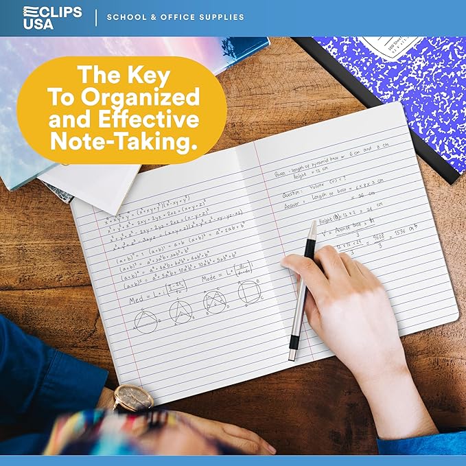 E-CLIPS USA Composition Notebook College Ruled Marble Composition Notebooks Bulk College Ruled Notebooks for Work 9.75" x 7.5" 100 sheets 200 Pages (48 Pack Assorted colors)
