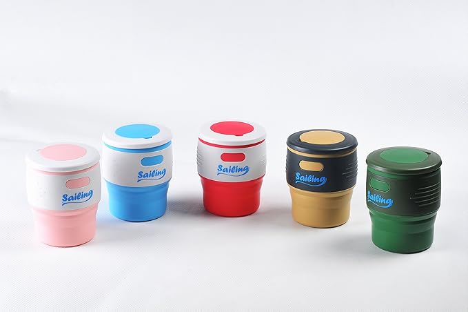 Sailing Collapsible Portable Reusable Silicone 12 fl oz Drinking/Coffee Cup/Mug. 100% food grade silicone. BPA Free (Khaki)