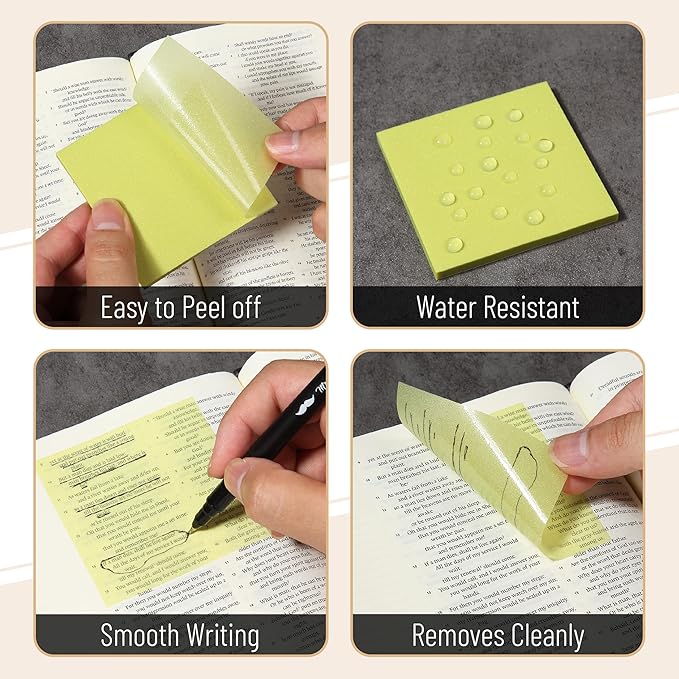 Mr. Pen- Transparent Glitter Sticky Notes, 3”x3”, 12 Pads, 600 Sheets, Glitter Transparent Note Pads, Self-Stick Bible Journaling Sticky Note for Women, Bible Journaling Supplies