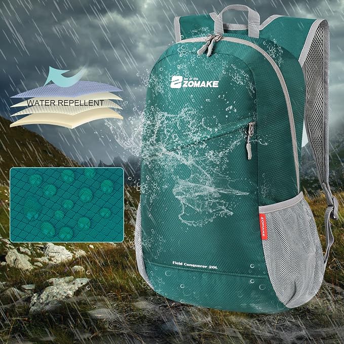ZOMAKE Lightweight Packable Backpack 20L, Foldable Small Daypack for Hiking | Water Resistant Backpacks Day Bag for Travel Outdoor Camping Sport, Everyday Carry, Multi Compartment Storage(Army Green)