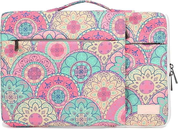 360° Protective Laptop Sleeve Case Bag with 3 Pockets,Handle,Luggage Strap for MacBook Pro 14 inch and 14 inch-14.4 inch Screen Laptop (Bandanna)