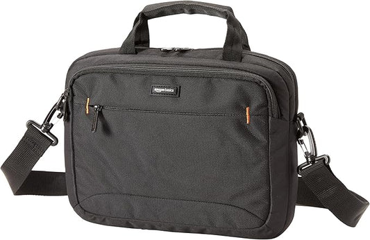 Amazon Basics 11.6 inch Laptop Bag with Shoulder Strap and Handle, Briefcase with Large Capacity Compartments for Tablets and Accessories, Black, 1-Pack