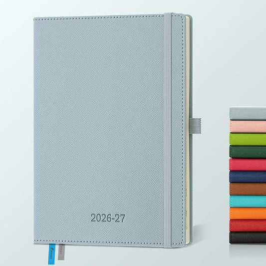 Weekly Monthly 2026-2027 Planner (July 26-Dec 27),8.5"x6.5",18 Months Agenda Plan with Month Tabs & Pocket,Expenses/Note Pages, Academic Calendar with Vegan Leather Cover,Dusty Blue