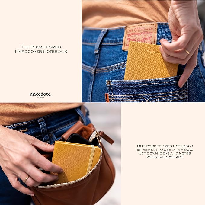 ANECDOTE. Small Journal Notebook for Men & Women, 192 Pages | Thick 80 GSM Lined Paper| Hardcover (5.5"x3.5" Pocket Size) | Daily Journaling Diary for Work, Travel, School & Office Use (Olive Green)