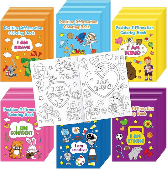 Dvbonike 72Pcs Positive Affirmation Coloring Books Promote Confidence DIY | Color-in Pages, Drawing Booklet Bulk, Motivational Stress Relieving, Party Favor, School Supplies, Classroom Rewards, Gift
