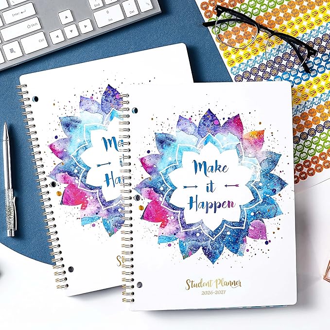 Student Planner 2026-2027 - School Planner 2026-2027, Weekly & Monthly Academic Plannerr, July 2026 - June 2027, 11'' x 8.5'', Student Planner for Middle/High School, Holidays, Tabs, Pocket, Stickers