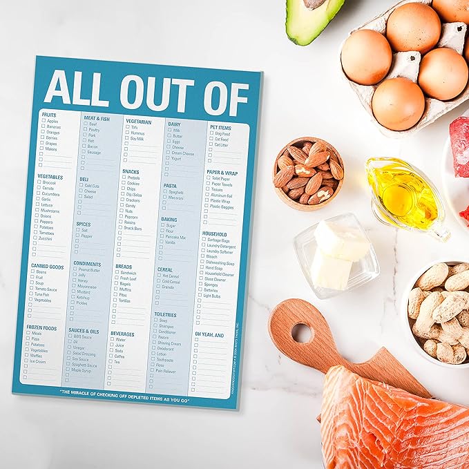 Knock Knock All Out Of Grocery List Note Pad, 6 x 9-inches (Blue)