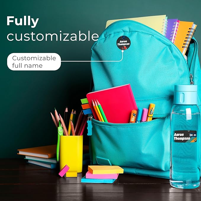 EGD Personalized Name Tag Stickers for Kids (130+ Pack) | Car Waterproof Labels for School Supplies, Bottles & Lunch Boxes | Custom Vinyl Name Labels for Clothing, Toys & More (E. Cars)