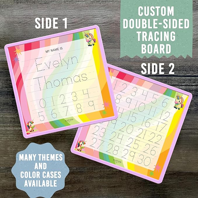 Kid's Name Tracing Board | Dry Erase Letter Tracing | Reusable Writing Practice Board | Personalized | Baby Unicorn Theme