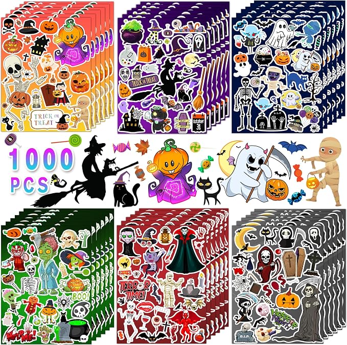 Halloween Stickers,Halloween Party Favors,36 Sheets Holiday Sticker, Hallowee-n Party Decoration Classroom Crafts Gifts Stickers for Teens Adults