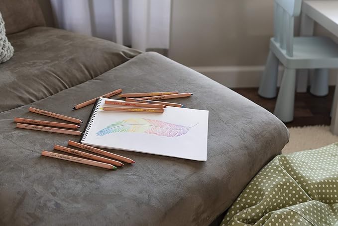 Lyra Waldorf Selection Giant Triangular Colored Pencil, Unlacquered, Set of 6 Super Ferby Pencils, Assorted Colors (3711061)