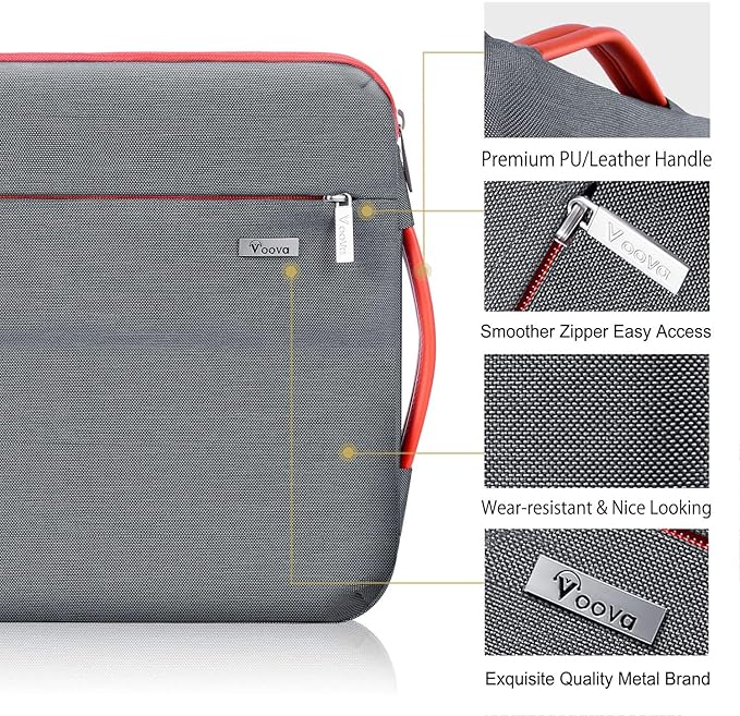 Voova Laptop Sleeve Case 13 13.6 Inch with Handle, 360°Protective Waterproof Slim Computer Bag Cover Compatible with MacBook Air 13 M1/M2/M3/M4 2020-2024, MacBook Pro 13, IPad Air/Pro 13, Grey