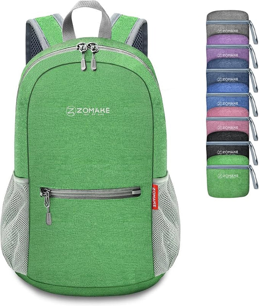 ZOMAKE Lightweight Packable Backpack, 10L Small Foldable Daypack for Hiking | Water Resistant Collapsible Backpacks for Women Men, Everyday Carry,Multi Compartment Storage,Adjustable Strap(Dark Green A5)