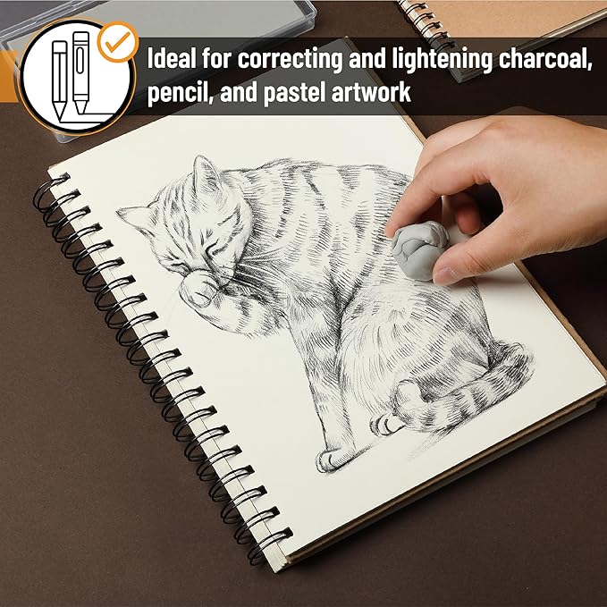 Mr. Pen- Large Kneaded Erasers, 2.75"x6.3", 4 Pack, Gray, Soft Moldable Art Erasers for Charcoal, Graphite & Pastel Drawing, Precision Highlighting, Smudge Control, Easy Shaping for Artists & Students