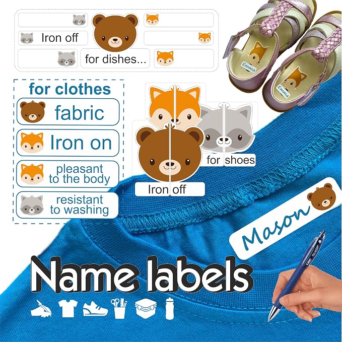 Fabric Labels For Clothes Washable, Daycare Labels Tags Clothing Kids Waterproof For Camp Name Tags, Personalized All Purpose Children Labeling Toddler Name Cloth For School Supplies Kid Baby Stickers