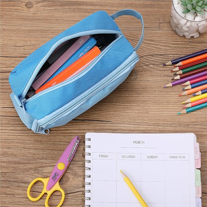 Mr. Pen Large Capacity Pencil Pouches and Bags - Mint Green School