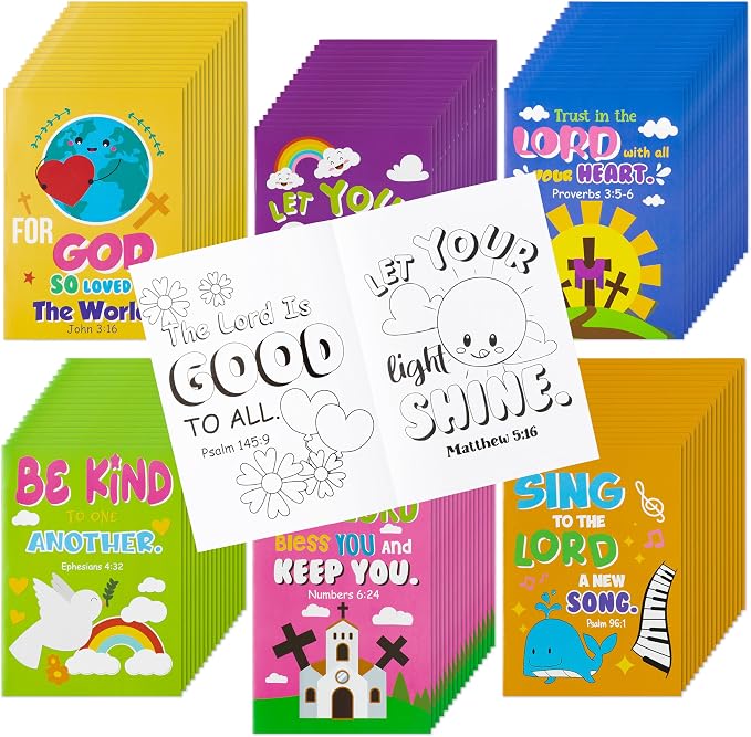 Dvbonike 96Pcs Bible Coloring Books Religious Theme DIY Color-in Pages | Inspirational Words, Christian Activity Artwork, Sunday School Supplies, Classroom Reward, Party Favor, Gift, Drawing Booklet