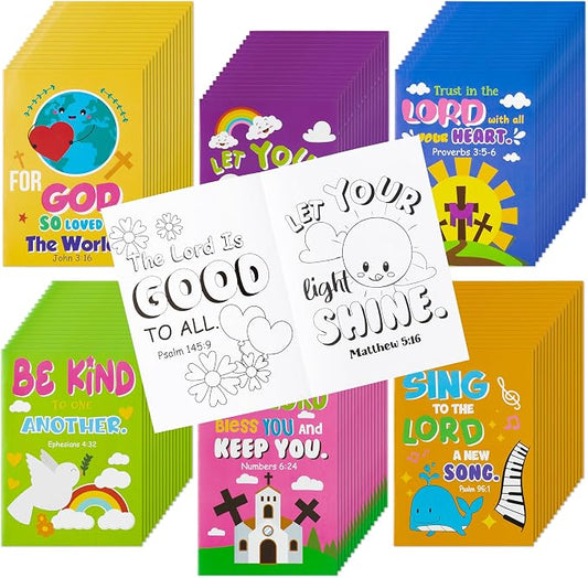 Dvbonike 96Pcs Bible Coloring Books Religious Theme DIY Color-in Pages | Inspirational Words, Christian Activity Artwork, Sunday School Supplies, Classroom Reward, Party Favor, Gift, Drawing Booklet