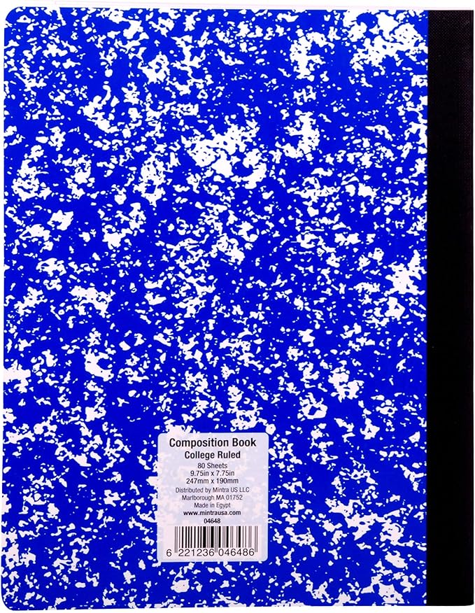 Mintra Office Composition Books (Assorted Marble Comp - College Ruled, 24 Units (6-4pks))