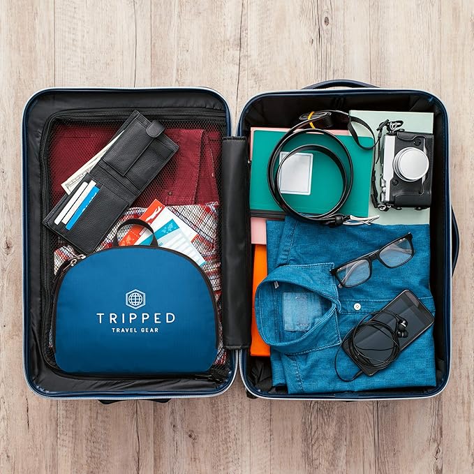 TRIPPED Travel Gear Traveling Backpack- Foldable Collapsible Lightweight Backpack for Travel (Light Blue) 35 liters