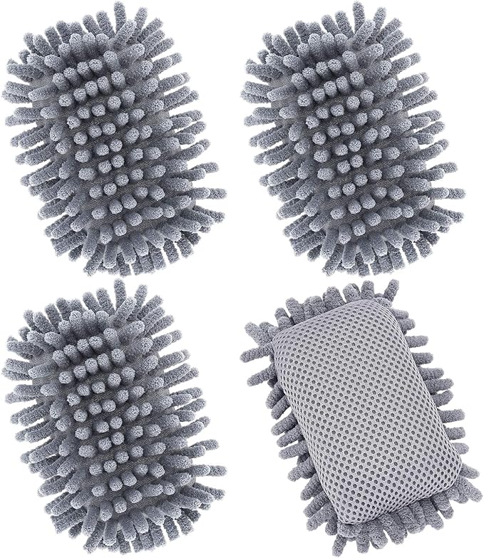 4 Pcs Microfiber Shag Whiteboard Erasers, Dry Erase Board Erasers, Shag Washable Dry Eraser for Markers, Chalk, Home, Classroom Office Supplies (Grey)