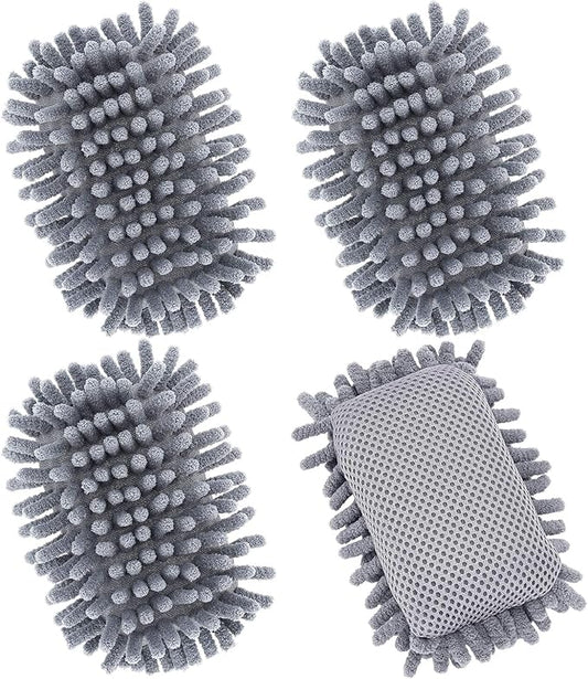 4 Pcs Microfiber Shag Whiteboard Erasers, Dry Erase Board Erasers, Shag Washable Dry Eraser for Markers, Chalk, Home, Classroom Office Supplies (Grey)
