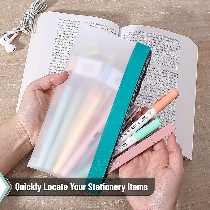Mr. Pen- Clear Pencil Pouch, 8.50"x4.25", 3 Pack, Durable TPU Material, Medium Water-Resistant Pencil Bags with Smooth Zipper, Multipurpose Clear Pouch for Stationery, School, Office, Travel Supplies