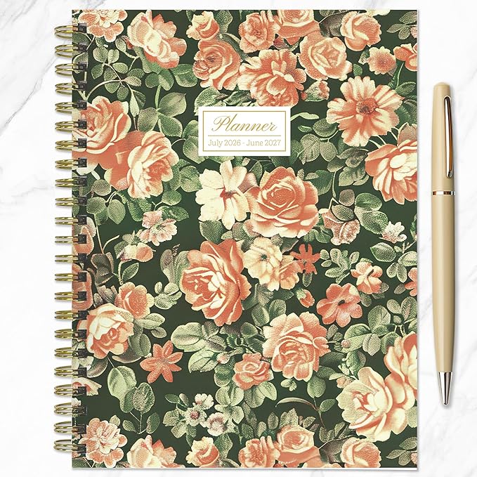 TF Publishing July 2026 - June 2027 The Rose Garden Medium Weekly Monthly Planner - 12 Month Academic Planner 2026-2027 with Durable Cover, Thick Uncoated Paper, and Planning Stickers - 6.5 x 8 in