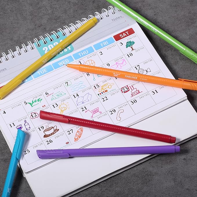 Mr. Pen- Colored Fineliner Pens, 24 Pack, 0.4mm, Ergonomic Triangular Barrels, Smooth Writing Pens for Journaling, Note-Taking, Coloring, Sketching, Planning & Art Projects