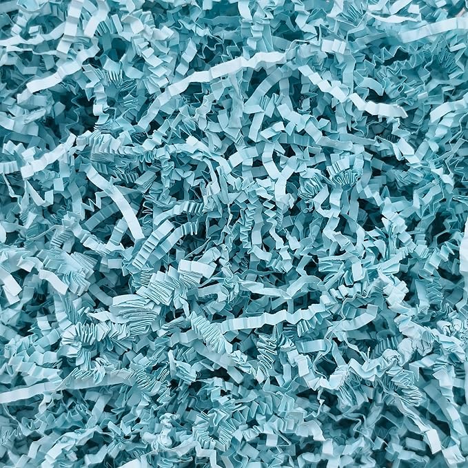 Crinkle Cut Paper Shred Filler,2 LB Blue Shredded Paper for Gift Boxes Bags Basket Filler Decoration,Grass Cushion Paper Streamer Stuffing for Christmas,Thanksgiving,Mother's Day Gift Wrapping