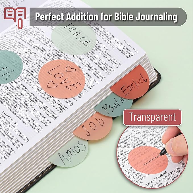 Mr. Pen- Round Transparent Sticky Notes, 1.8”, 4 Pads with Black Fineliner, 200 Sheets, Smooth Writing, Water-Resistant, Clean Removal, Easy-Peel Sticky Notes for Bible Journaling & Planning