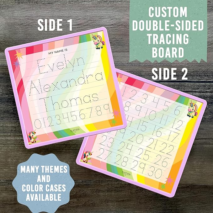 Kid's Name Tracing Board | Dry Erase Letter Tracing | Reusable Writing Practice Board | Personalized | Baby Unicorn Theme