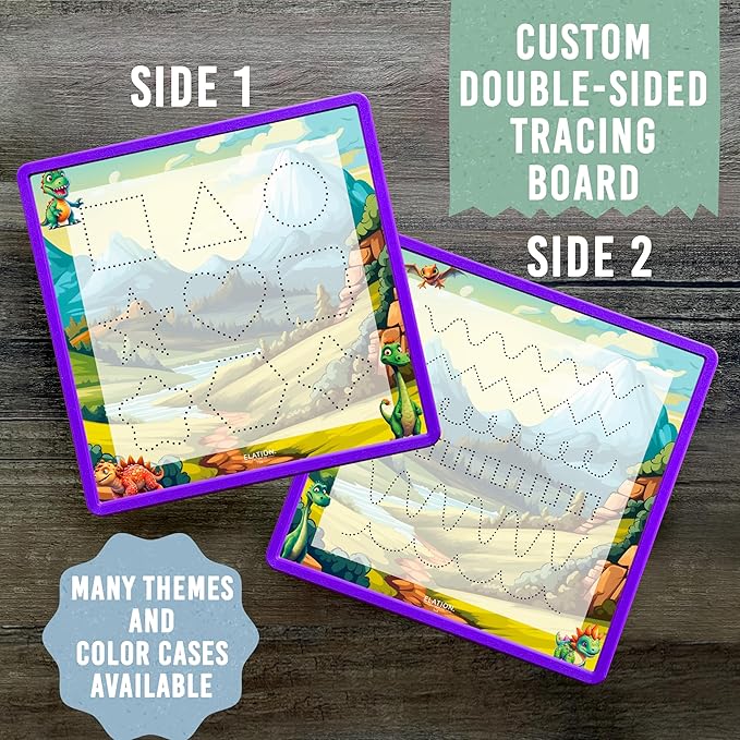 Kid's Name Tracing Board | Dry Erase Letter Tracing | Reusable Writing Practice Board | Personalized | Dinosaur Friends Theme