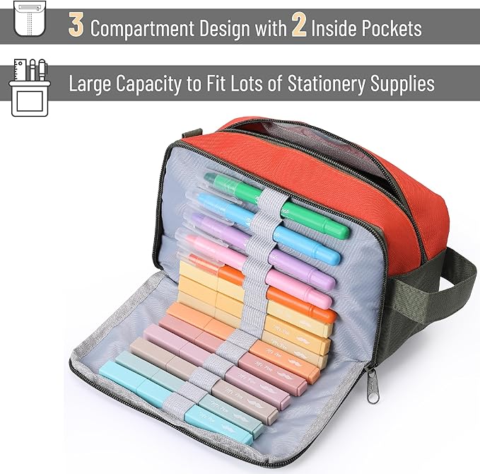 Mr. Pen Large Capacity Pencil Pouches and Bags - Mint Green School