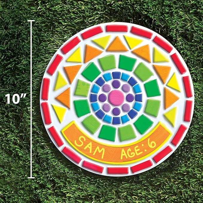 Made By Me Mosaic Stepping Stone, DIY Custom Name Garden Stone, Great Spring & Summer Painting Activity, Arts & Crafts Kit for Kids Ages 5-9