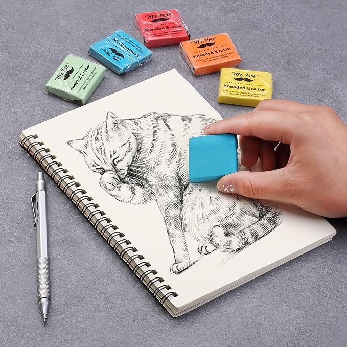 Mr. Pen- Kneaded Erasers, 1.4"x1.37", 32 Pack, Colorful, Soft Moldable Art Erasers for Charcoal, Graphite & Pastel Drawing, Precision Highlighting, Smudge Control, Easy Shaping for Artists & Students