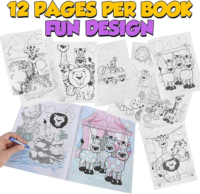 72Pcs Zoo Animal Coloring Books Bulk for Kids - 9"x11" Animal Party Favors with Jungle Safari Animals and Activity Sheets for Goodie Bags, Classrooms and Themed Birthday Supplies (Pack of 72)