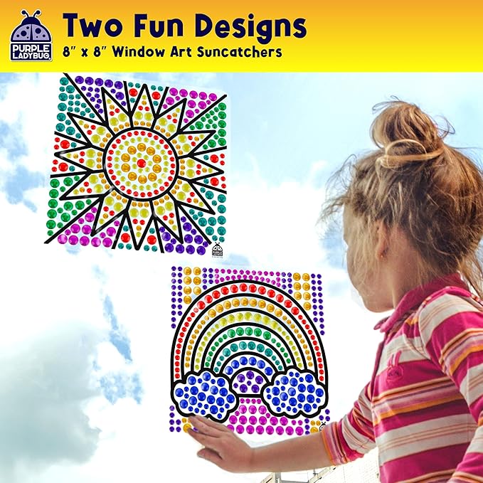 SunGemmers Window Gem Art Suncatcher Kits - Summer Crafts for Kids, Fun 5 Year Old Girl Birthday Gift, Fun Gifts for 8 Year Old Girls, Crafts for Kids Ages 4-10, Diamond Art Kit for Boys & Girls 6-12