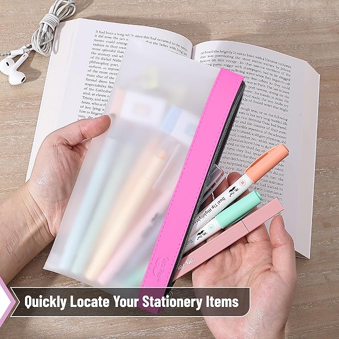 Mr. Pen- Clear Pencil Pouch, 8.50"x4.25", 3 Pack, Durable TPU Material, Medium Water-Resistant Pencil Bags with Smooth Zipper, Multipurpose Clear Pouch for Stationery, School, Office, Travel Supplies