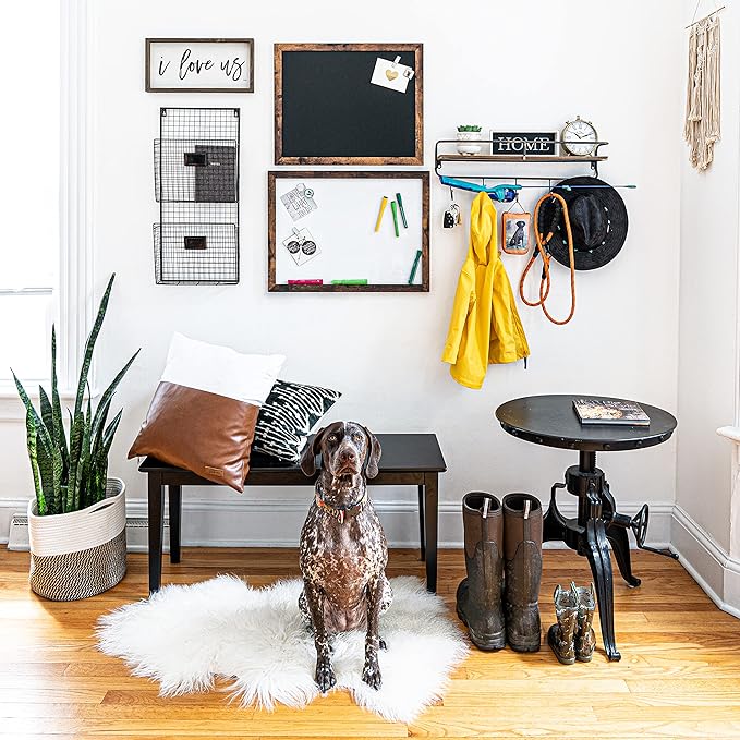 Loddie Doddie Magnetic Dry Erase Board for Wall - 18 x 24 in, Rustic Frame - Easy-Clean Whiteboard Surface - Built-in Marker Tray & Whiteboard Accessories - Magnet Board for Notes & Photos