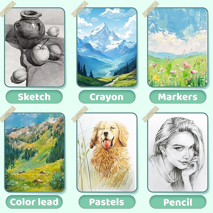 FLYING EAGLE Sketch Book for Kids 8"X 8" Small Hardcover Sketchbook for Drawing 120GSM Thick Paper, Square Art Drawing Paper 120 Pages Sketch Pad for Boys Teens,Gift Boxed, Green