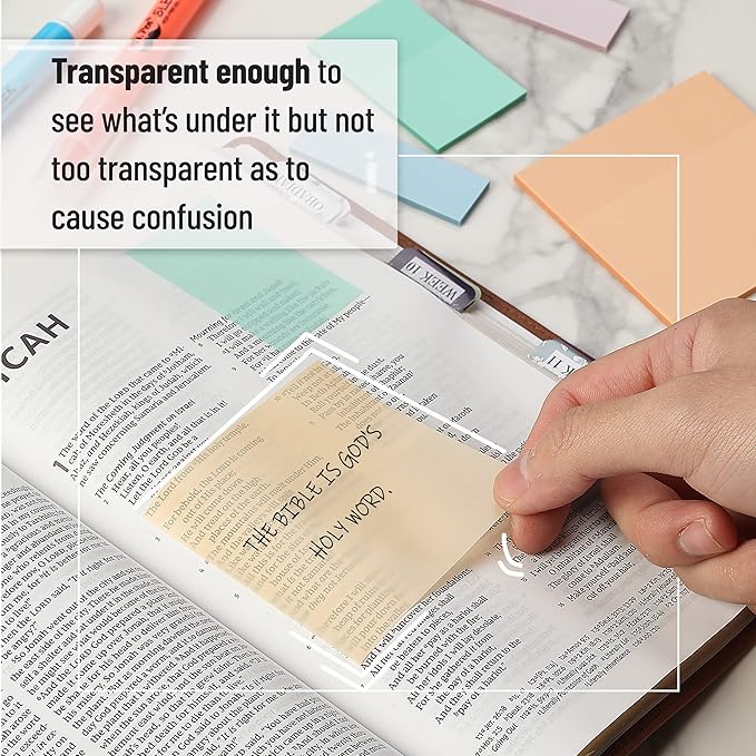 Mr. Pen- Transparent Sticky Notes Set, 200 Sheets, Transparent Sticky Notes and Planner Tabs with Black Fineliner Pen for Bible Study, Office, School, Planning, Journaling & Organization