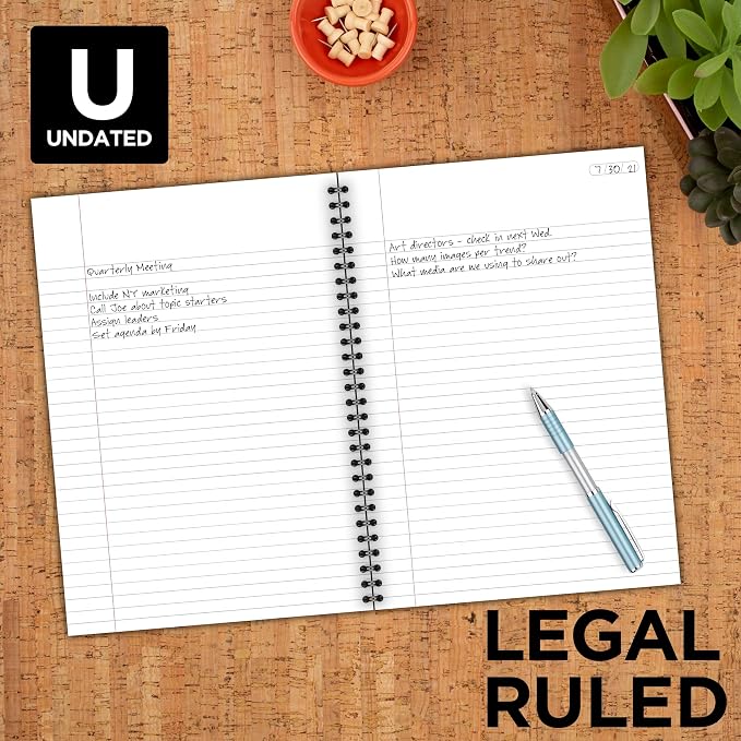 Cambridge Limited Business Notebook, Legal Ruled Paper, 6-3/4" x 9-1/2", 80 Sheets, Flexible Soft Touch Cover, Wirebound, Gray (06672)