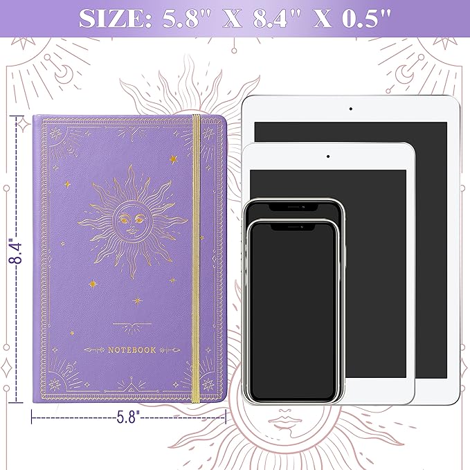 Artfan Ruled Notebook/Journal – Premium Thick Paper Faux Leather Classic Writing Notebook with Pocket + Page Dividers Gifts, Banded, Large, 144 Pages, Hard Cover, Lined (5.8 x 8.4) - Purple