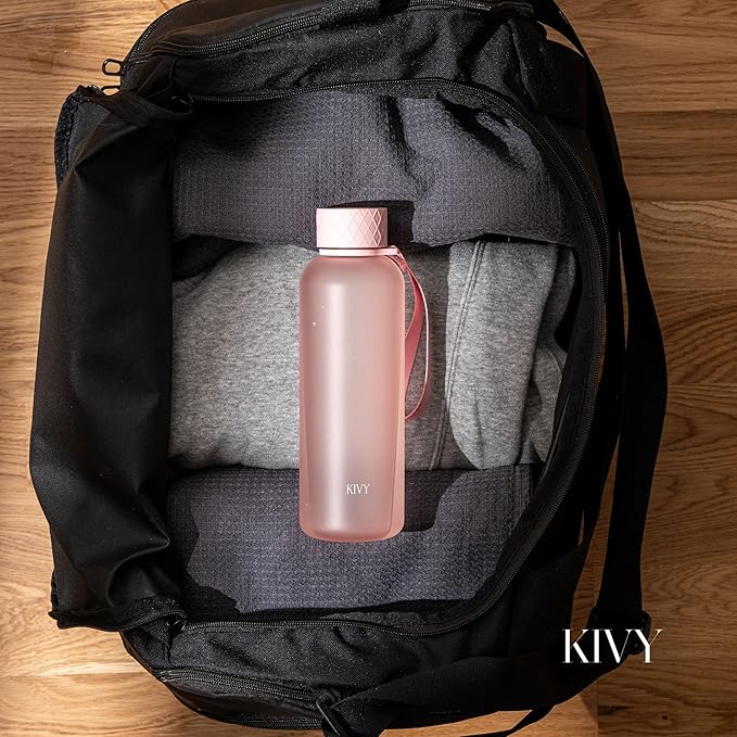 KIVY Slim Water Bottle 22oz [Lightweight & Shatterproof] - Reusable Tritan Water Bottle - Leak Proof Bottle for Women & Men - Water bottle no straw - Dishwasher Safe - BPA Free - Pink