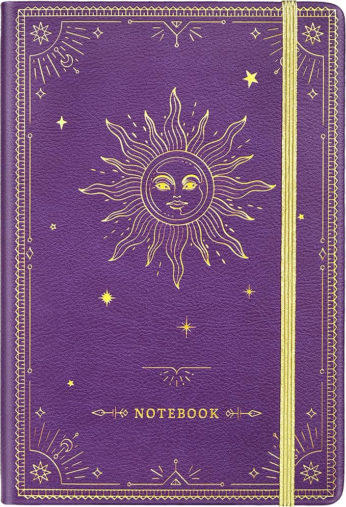 Artfan Ruled Notebook/Journal – Premium Thick Paper Faux Leather Classic Writing Notebook with Pocket + Page Dividers Gifts, Banded, Large, 144 Pages, Hard Cover, Lined (5.8''x 8.4'') - Purple