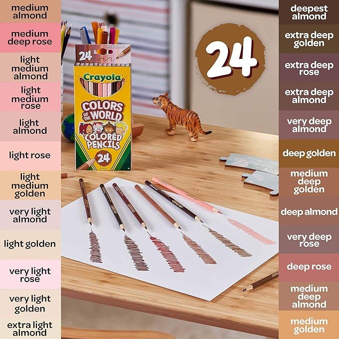 Crayola Colors of the World Bulk Colored Pencil Set - 6 Packs (24ct), Teacher Classroom Must Haves, Skin Tone Colored Pencils for Kids