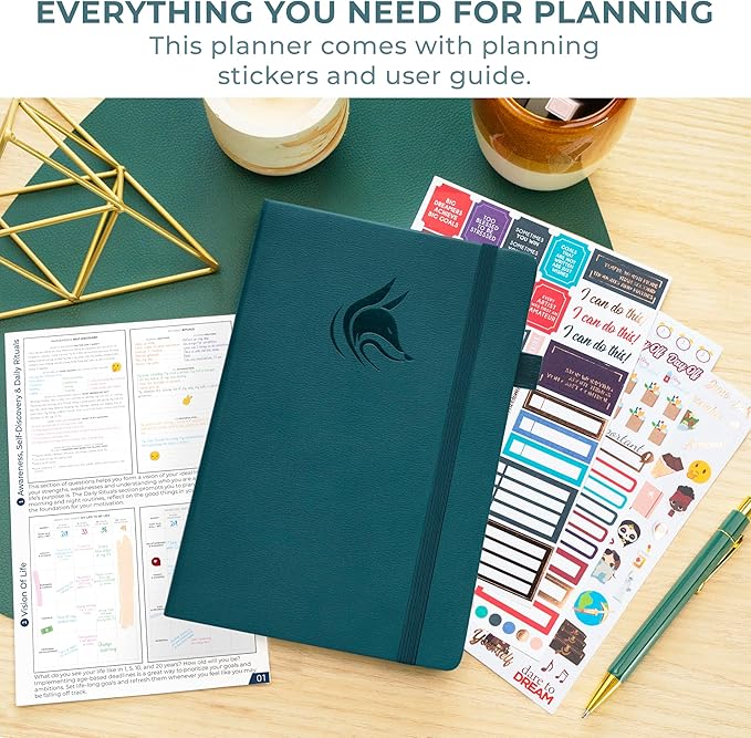 Clever Fox Dated Hourly Weekly Planner 2026 – Daily, Monthly & Yearly Agenda Organizer with Time Slots – Hardcover Journal, A5 Size (Dark Teal)