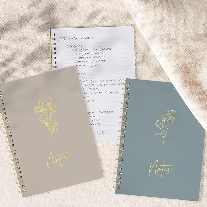 ZICOTO Aesthetic Spiral Notebook Set of 3 For Women - Cute College Ruled 8x6 Journal/Notebook with Large Pockets And Lined Pages - Perfect Supplies to Stay Organized at Work or School
