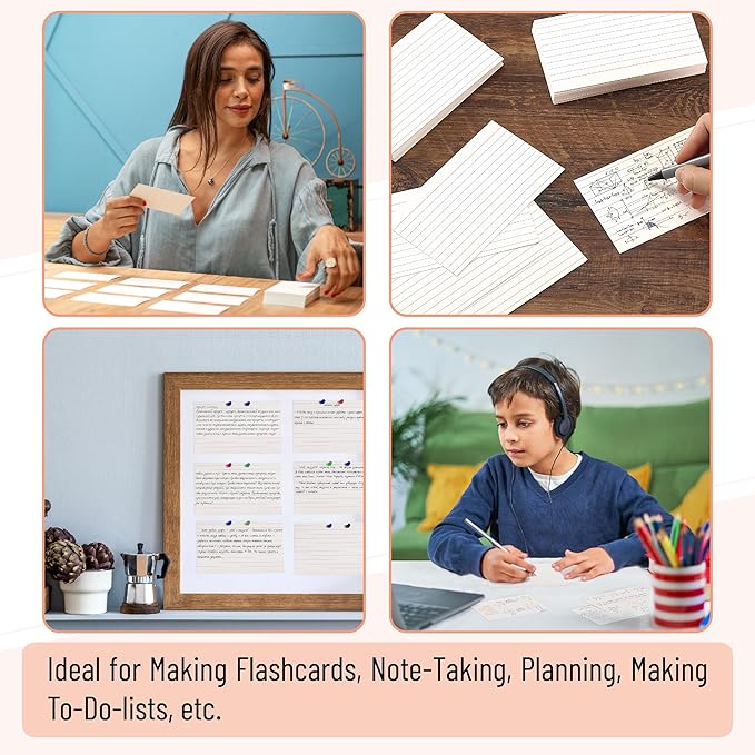 Mr. Pen- Lined Index Cards, 300 Cards, White, 3x5, Bulk Ruled Index Cards, Flash Cards Ruled for School, College, Office, Home Organization, Durable Study To Do List Note Cards with Ruled Lines
